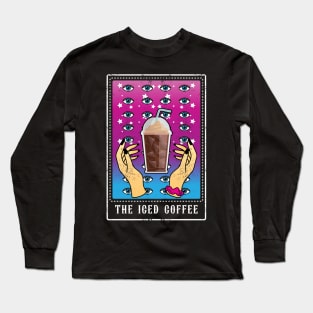 Funny Iced Coffee Tarot Card Iced Coffee Lover Witch Pagan Long Sleeve T-Shirt